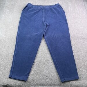 Lands End Pants Womens XL Blue Corduroy Pull On Elastic Waist Stretchy Cord